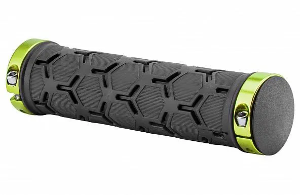 Грипсы XH-G181BL 130мм черные с зелеными кольцами, 150235