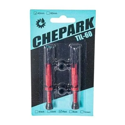 Ниппель Chepark бескамерный presta 40мм, красный анодированный (пара) TIL-60red40