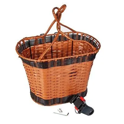 Корзина 4BIKE на руль BL-B-030, быстросъемная, плетёная, коричневая. ARV000379