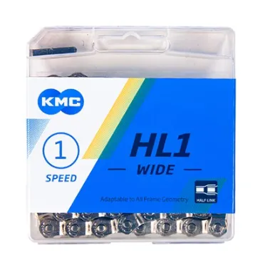 Цепь KMC HL1- Wide Silver, для 1-ск. велос, BMX, фиксеров, 100 звеньев, 1/2"X1/8"X100LINKS BHL1WN100