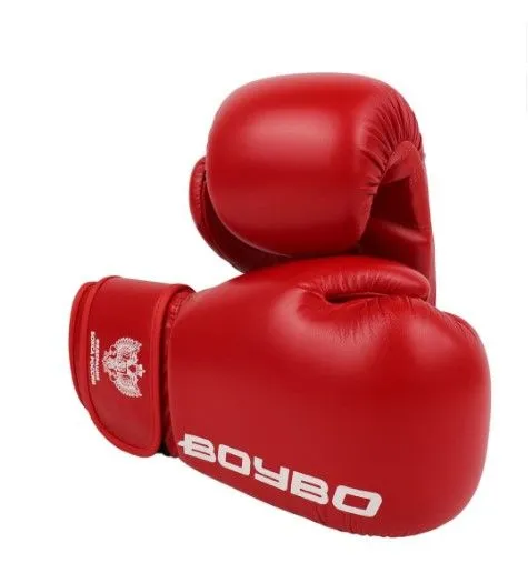 Перчатки боксерские BoyBo TITAN IB-23-1 кожа (одобрены ФРБ), красный (12 OZ)
