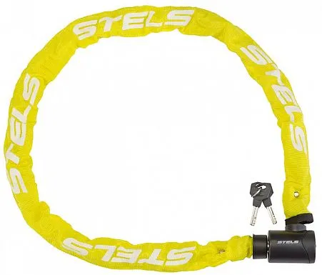 Цепь-замок 85803, 6х1200 мм, в тканевой оплётке, с ключом, жёлтый 540043