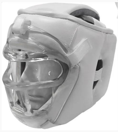 Ш35ИВ Шлем с маской для единоборств, иск.кожа (M), белый
