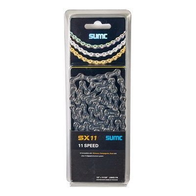 Цепь SUMC - SX11 1/2"x11/128", 11 ск.,116 звеньев, серебристая, с замком SL555R ARV000088