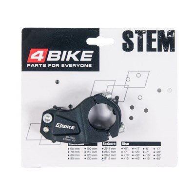 Вынос руля "4BIKE", алюм, TDS-AL-408, L:50, R:+30°, D:31.8мм, чёрный ARV000159