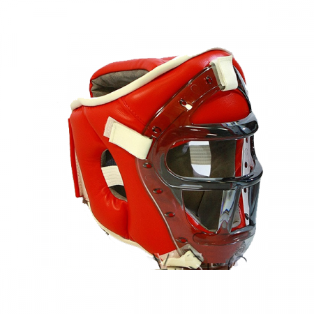 Ш35LИВ Шлем с маской для единоборств, иск.кожа (L), красный