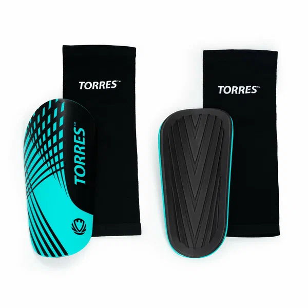Щитки футбольные TORRES Pro, FS2308M, р. M, черно-бирюзоый