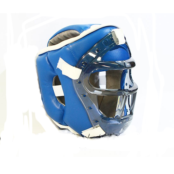 Ш35sИВ Шлем с маской для единоборств, иск.кожа (S), синий
