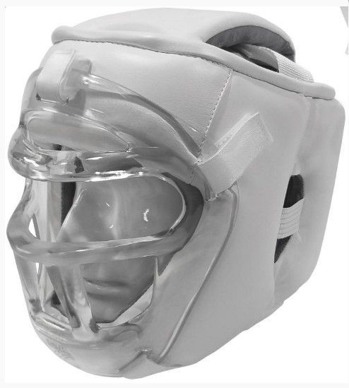 Ш35ИВ Шлем с маской для единоборств, иск.кожа (M), белый