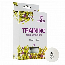 Мяч для наст. тенниса TORRES Training 1*,  арт. TT21016, диам. 40+ мм, белый