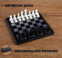 Шахматы, магнитная доска, 13 х 13 см, чёрно-белые 2590525