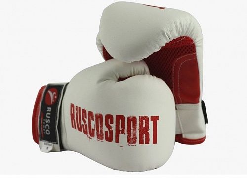 картинка Перчатки боксерские RUSCO SPORT бело-красные, кож.зам. (6) от магазина